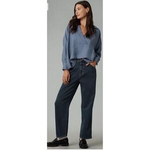 Anthropologie The Dylon Long-Sleeve Wide-Placket Top Blue OB1735786 Womens S